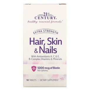 Волосы кожа и ногти повышенная сила действия 21st Century (Hair Skin & Nails) 90 таблеток купить в Киеве и Украине