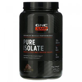 GNC, AMP, чистый изолят, микрофильтрованный сывороточный изолят, со вкусом шоколадной глазури, 966 г (2,13 фунта) купить в Киеве и Украине
