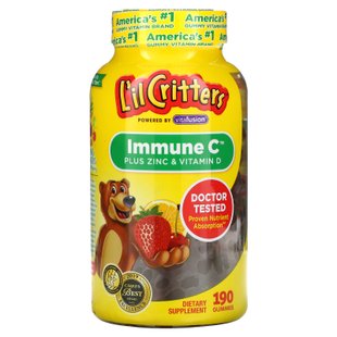 Жевательные витамины Immune C с цинком и эхинацеей, L'il Critters, 190 жевательных таблеток купить в Киеве и Украине