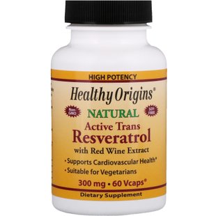 Ресвератрол с экстрактом красного вина Healthy Origins (Resveratrol with Red Wine Exract) 300 мг 60 капсул купить в Киеве и Украине