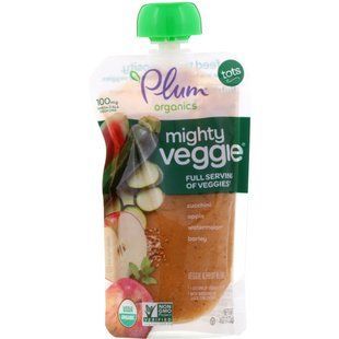 Могутні вегетаріанський цукіні, яблуко, кавун, ячмінь, Plum Organics, 113 г