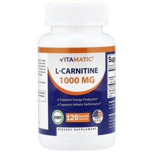 Vitamatic, L-карнітин, 120 рослинних капсул (500 мг на капсулу)