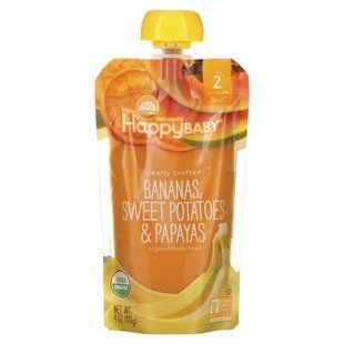 Baby puree from banana 6 months + papaya potato Happy Family Organics (Inc.) 113 g