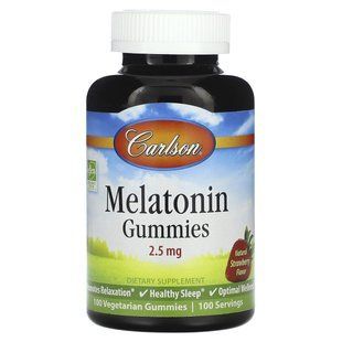 Carlson, Melatonin Gummies, Natural Strawberry, 2.5 mg , 100 Vegetarian Gummies купить в Киеве и Украине