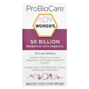 ProBioCare, пробіотики з пребіотиками для жінок, 50 млрд добавок, 60 рослинних капсул