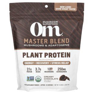 Om Mushrooms, Master Blend, Plant Protein, Creamy Chocolate, 1.2 lb (546 g) купить в Киеве и Украине