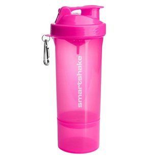 Shaker 2 in 1 with container at the bottom NEON pink SmartShake (Slim NEON Pink) 500 ml