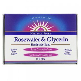 Розовая вода и глицерин, мыло ручной работы, Rosewater & Glycerin, Handmade Soap, Heritage Store, 100 г купить в Киеве и Украине