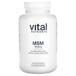 Vital Nutrients, MSM, 1,000 mg, 240 Vegan Capsules купить в Киеве и Украине