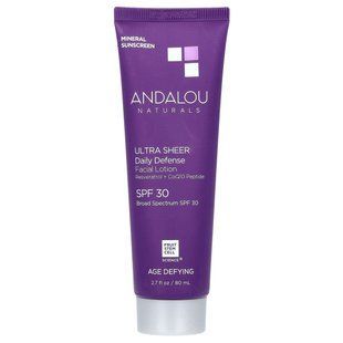 Andalou Naturals, Ultra Sheer Daily Defense, Facial Lotion, SPF 30, 2.7 fl oz (80 ml) купить в Киеве и Украине
