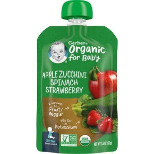 Gerber, Organic for Baby, 2nd Foods, Apple, Zucchini, Spinach, Strawberry, 3.5 oz (99 g) купить в Киеве и Украине