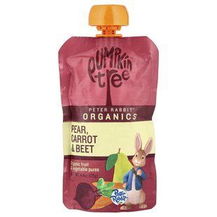 Pumpkin Tree Organics, Peter Rabbit&trade; Organics, Organic Fruit & Vegetable Puree, Pear, Carrot & Beet, 4.4 oz (125 g)