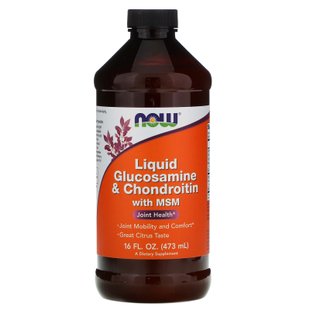 Глюкозамин Хондроитин МСМ жидкость Now Foods (Liquid Glucosamine & Chondroitin with MSM) 473 мл купить в Киеве и Украине