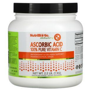 Аскорбінова кислота, кристалічний порошок, NutriBiotic, 1 кг