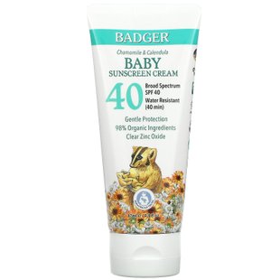 Badger Company, Детский солнцезащитный крем, SPF40, ромашка и календула, 2,9 жидких унции (87 мл) купить в Киеве и Украине