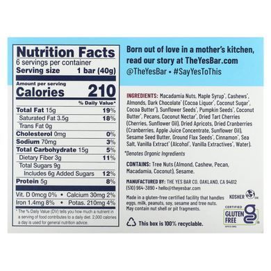 Bars chocolate with macadamia Yes Bar (Snack Bar Macadamia Chocolate) 6 bars