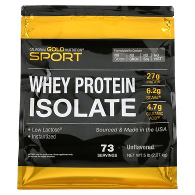 100% ізолят сироваткового протеїну без ароматизаторів California Gold Nutrition (100% Whey Protein Isolate Unflavored) 2,27 кг