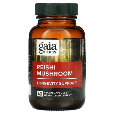 Gaia Herbs, гриб рейші, 40 веганських капсул