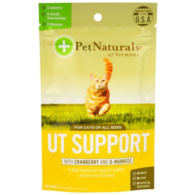 УТ-підтримка з журавлиною і D-манози, для кішок, Pet Naturals of Vermont, 60 жувальних таблеток, 2,65 унції (75 г)
