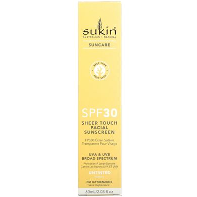 Sukin, Sheer Touch, сонцезахисний засіб для обличчя, SPF 30, без тонуючого ефекту, 60 мл (2,03 рідк. унції)