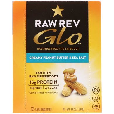 Батончики з кремовим арахісовим маслом і морською сіллю Raw Rev (Revolution Glo Raw Evolution) 12 бат.