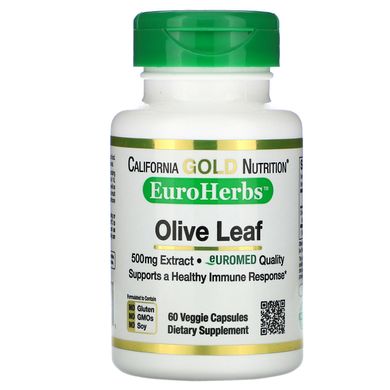 Екстракт оливкового листя California Gold Nutrition (Olive Leaf Extract) 500 мг 60 капсул