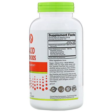 Вітамін C з біофлавоноїдами NutriBiotic (Ascorbic Acid with Bioflavonoids) 2000 мг / 500 мг 454 г