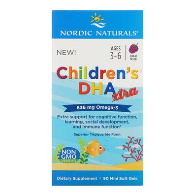 Children's DHA Xtra, Ягідний пунш, Nordic Naturals, 636 мг, 90 м'яких мінітаблеток