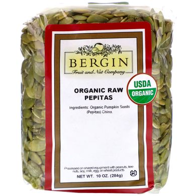Органічні сирі Пепіти, Bergin Fruit and Nut Company, 10 унцій (284 г)