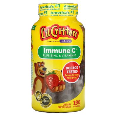 Жувальні вітаміни Immune C з цинком і ехінацеєю, L'il Critters, 190 жувальних таблеток