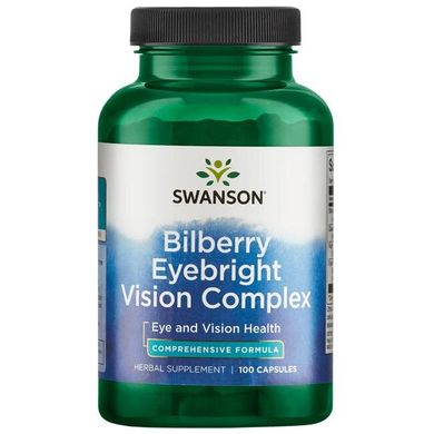 Чорничний комплекс очанки лікарської, Bilberry Eyebright Vision Complex, Swanson, 100 капсул