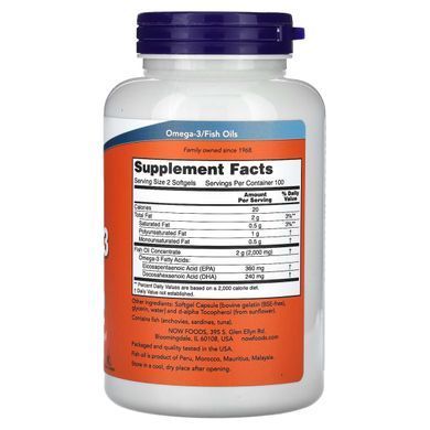 Омега-3 поддержка сердца Now Foods (Omega-3 180 EPA/120 DHA) 200 капсул купить в Киеве и Украине