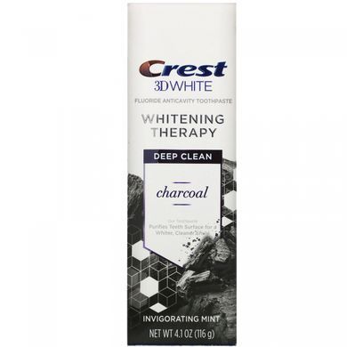 3D White, Whitening therapy, toothpaste against caries with fluoride, activated charcoal, refreshing mint, Crest, 116 g.