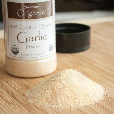 100% сертифицированный органический чесночный порошок, 100% Certified Organic Garlic Powder, Swanson, 91 грам купить в Киеве и Украине