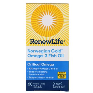 Риб'ячий жир Renew Life (Critical Omega Norwegian Gold) 820 мг 60 капсул з апельсиновим смаком