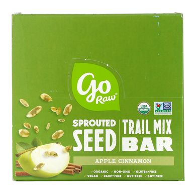 Батончики, смесь из проросших семян, яблочная корица, Sprouted Seed Trail Mix Bar, Apple Cinnamon, Go Raw, 12 батончиков по 1,2 унции (34 г) каждый купить в Киеве и Украине