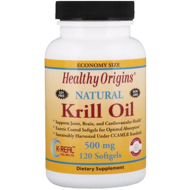 Масло криля Healthy Origins (Krill Oil) 500 мг 120 капсул зі смаком ванілі