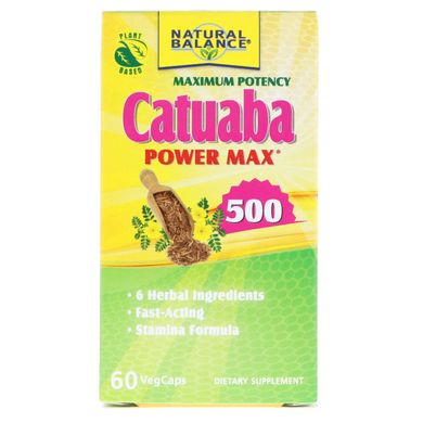 Катуаба Power Max500, максимальна ефективність, Natural Balance, 60 капсул з оболонкою з інгредієнтів рослинного походження