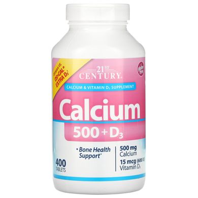 Кальцій з вітаміном D3 21st Century (Calcium 500 + D3) 500 мг / 600 МО 400 таблеток