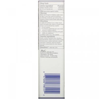 3D White, Whitening therapy, toothpaste against caries with fluoride, activated charcoal, refreshing mint, Crest, 116 g.