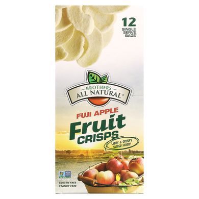 Сублімовані - фруктові чіпси, яблука фуджі, Brothers-All-Natural, 12 пакетиків на 1 порцію, 120 г