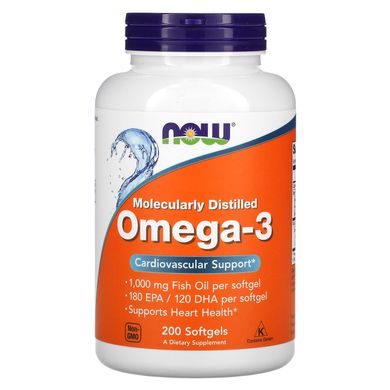 Омега-3 підтримка серця Now Foods (Omega-3 180 EPA / 120 DHA) 200 капсул