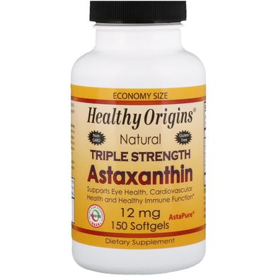 Астаксантин потрійний сили Healthy Origins (Astaxanthin) 12 мг 150 капсул