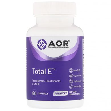 Продвинутая серия, Total E, комплекс витамина Е, Advanced Orthomolecular Research AOR, 60 мягких таблеток купить в Киеве и Украине
