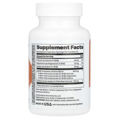 Real Ketones, Ketone Charged, goBHB Plus Caffeine, 60 Capsules купить в Киеве и Украине