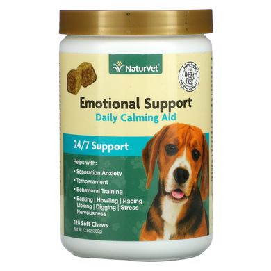 NaturVet, емоційна підтримка, щоденний заспокійливий засіб, 120 м'яких жувальних таблеток, 12,6 унції (360 г)
