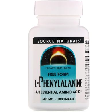 L-фенілаланін, L-Phenylalanine, Source Naturals, 500 мг, 100 таблеток