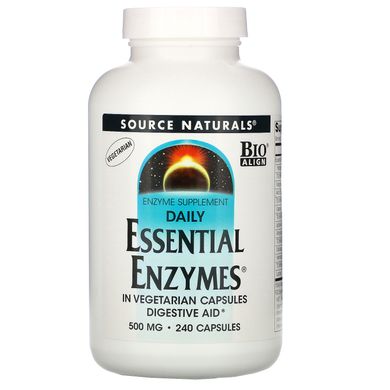 Ферменти для травлення вегетаріанські Source Naturals (Essential Enzymes) 500 мг 240 капсул