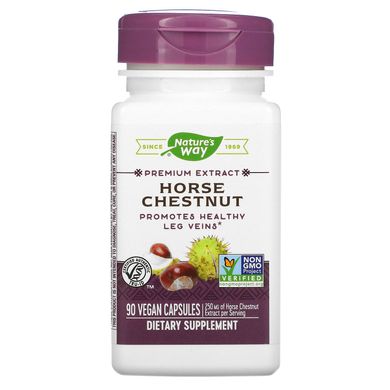 Екстракт кінського каштана, Horse Chestnut, Nature's Way, стандартизований, 90 вегетаріанських капсул
