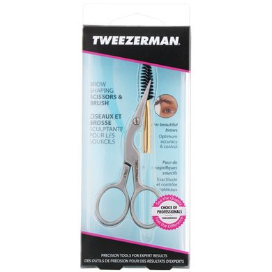 Ножницы и кисточка для бровей, Brow Shaping Scissors & Brush, Tweezerman, 1 штука